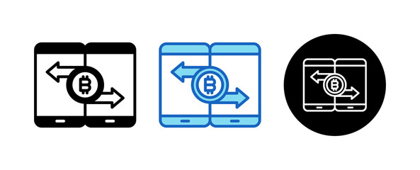 Crypto Transfer Multiple Style Icon Set Collection Mixed, Blue & Line. 