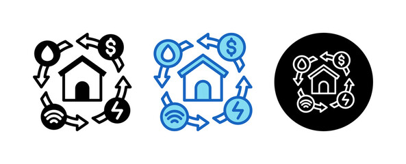 Utilities Multiple Style Icon Set Collection Mixed, Blue & Line. 