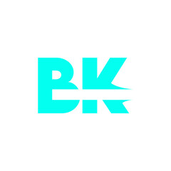 Modern BK Letter Logo Design in Cyan Blue with Split Style