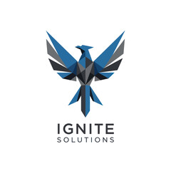 Modern Geometric Phoenix Logo Design for Ignite Solutions.