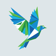 Geometric Origami Bird Flying Abstract Design.