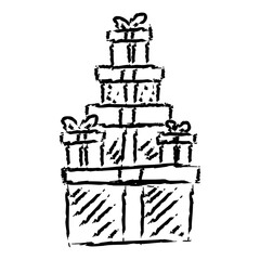 Hand Drawn Christmas Gifts Stack Vector