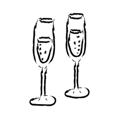 Hand Drawn Champagne Glasses Christmas Celebration