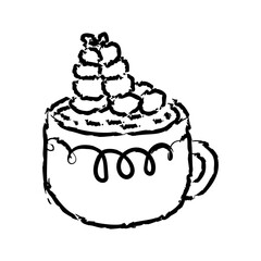 Hand Drawn Whipped Cream Cocoa Christmas Cup