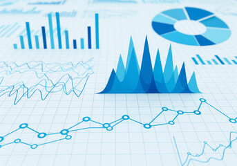 Multiple Blue Business Charts and Graphs for Data Analysis and Reporting