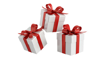 Fototapeta premium Elegant gifts wrapped with red ribbon for celebratory occasions
