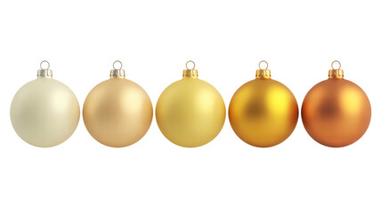 Elegant golden Christmas ornaments arranged in festive gradient row