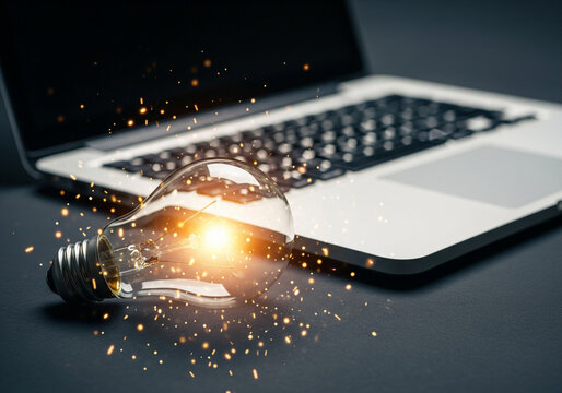 Creative Thinking and Technology Integration on Dark Background