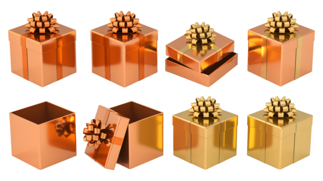 Elegant bronze and gold gift boxes for special occasions delivery - Powered by Adobe