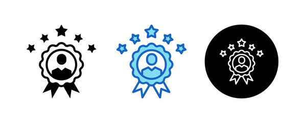 Employee Recognition Multiple Style Icon Set Collection Mixed, Blue & Line. 