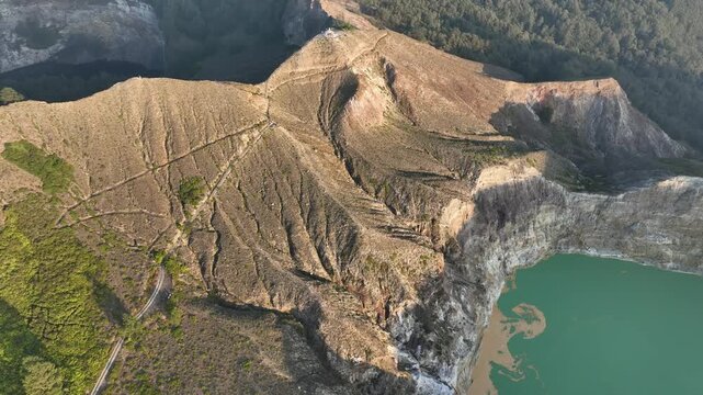 Drone View of Kelimutu Volcano with Stunning Crater Lakes, Flores Island