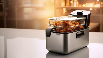 Crispy Air Fried Chicken Wings | Modern Stainless Steel Air Fryer | Healthy Home Cooking Appliance