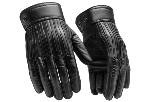 Black leather gloves, PNG, isolated on transparent background.