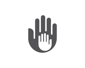 Obraz premium Illustration of a large gray hand with a smaller white hand inside it on a white background design element