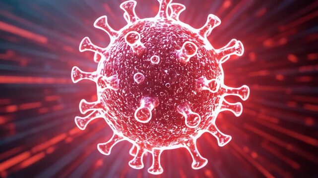 Microscopic Menace: A visually arresting, macro-level depiction of a novel virus, radiating a foreboding aura that underscores the critical importance of understanding and combating this threat.