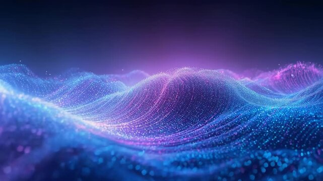 Abstract Digital Waves: An ethereal digital landscape of undulating waves shimmers with a spectrum of vibrant colors, evoking a sense of fluidity and technological innovation.