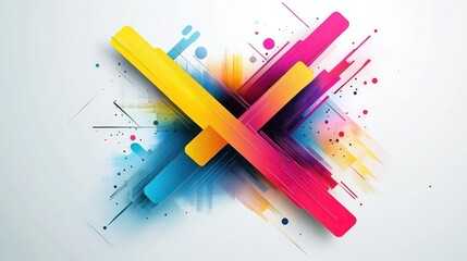 Abstract colorful shapes with splashes, digital art, graphic design, potential use for cover