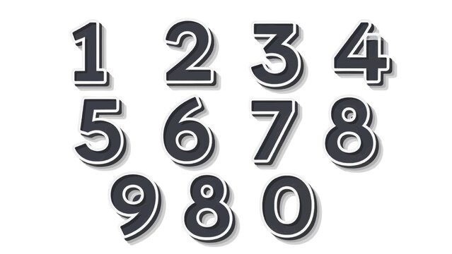 Vector illustration&nbsp;of numbers one through nine and zero on a transparent background on a transparent background