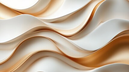 Obraz premium Abstract wavy lines, light beige and cream color, digital art, background. Possible use for website header, product design or branding