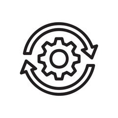 Gear icon with circular arrows indicating process, workflow, and system operation