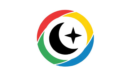 Obraz premium Vector illustration&nbsp;of colorful circular logo with moon and star on a transparent background