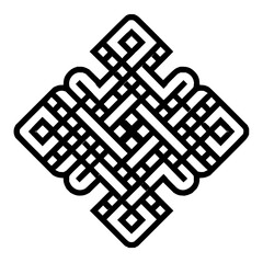 Endless knot vector illustration, buddhism symbol, tibetan art, buddhist knot, black and white design 100