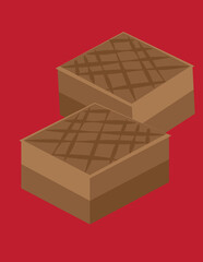 A vector art of two slices of brownies. 