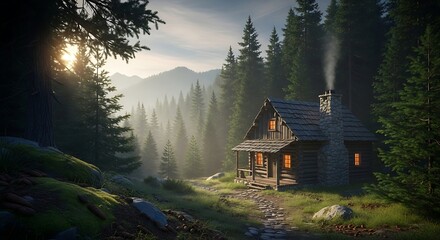 Secluded Cabin in the Woods A Tranquil Escape Amidst Nature's Embrace