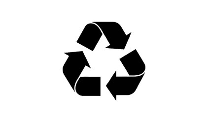 Vector illustration of black recycling symbol, on a transparent background