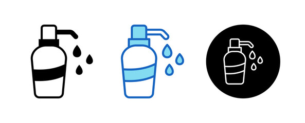 Soap Bottle Multiple Style Icon Set Collection Mixed, Blue & Line. 