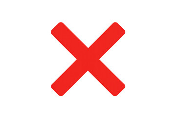 Obraz premium Red x mark icon indicating negative results, incorrect answers, an error, or a denied action on transparent background