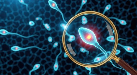 Microscopic view of sperm cells under magnification revealing cellular structures illustration