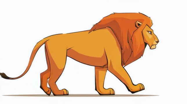 Lion Walking Cycle 2D Animation in Cartoon Style