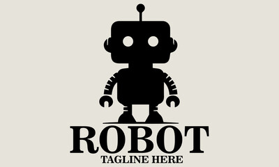 illustration cute robot with heart for valentines day. vector robot wih heart and vector logo robot with heart for valentines day