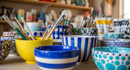 Ceramics painting workshop scene