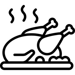 roast chicken icon illustration design with outline