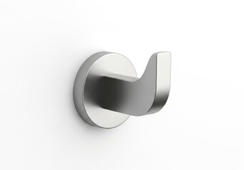 Sleek brushed metal wall hook mounted against a plain white background