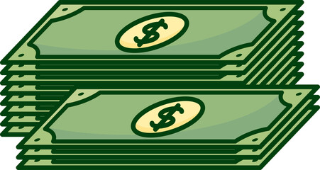 Stack of Green Dollar Banknotes