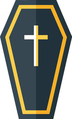 Obraz premium A detailed illustration of a closed coffin with a golden cross on its front, symbolizing death.