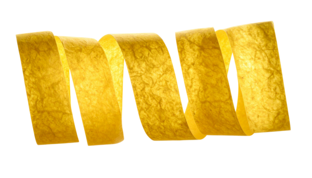 Abstract Waving Gold Textured Paper Ribbon or Spiral Isolated on Transparent Background