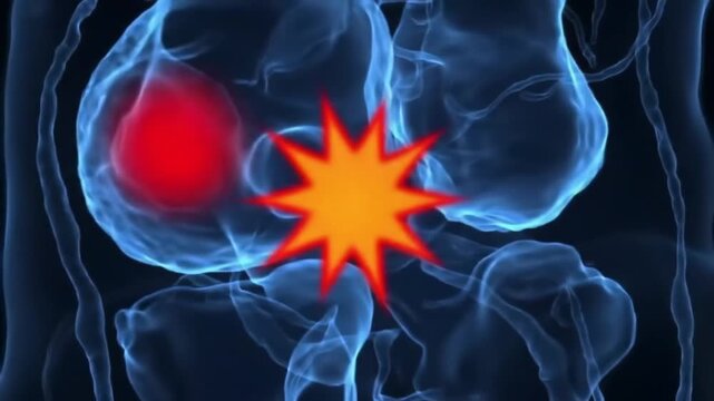 Animated Knee Joint with Pain Indication and Blue Veins Medical Visualization