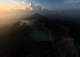 Drone View of Kelimutu Volcano with Stunning Crater Lakes, Flores Island