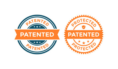 Fototapeta premium 'Patented Protected' round vector logos. Security and legal property stamp for innovation, invention, and trademark protection