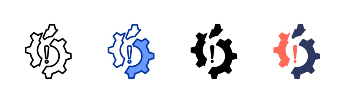 Broken Gear icon sheet multiple style collection