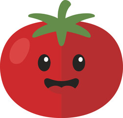Cute cartoon red tomato with smiling face vector illustration isolated