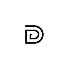 abstract D logo, simple contour design