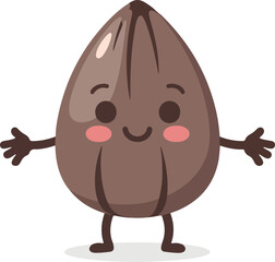 Cute Smiling Sunflower Seed Cartoon Character Illustration on White Background