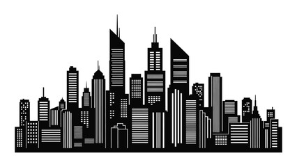 Fototapeta premium Modern city skyline silhouette isolated on white background, Vector