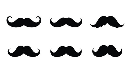 Mustache silhouette icons set isolated on white background, Vector