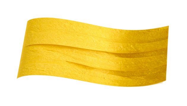 Abstract Waving Golden Yellow Paper Banner or Scroll Isolated on Transparent Background